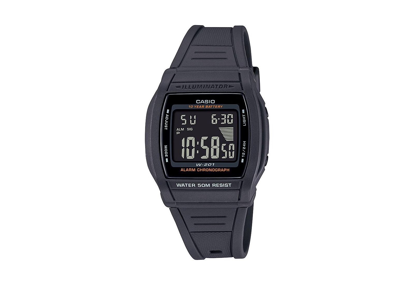 Casio Men's Digital Quartz Gray Resin Watch 36mm, W201-1BV