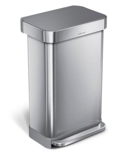 Мусорное ведро Simplehuman 45 Liter прямоугольное, нержавеющая сталь с серой пластиковой крышкой