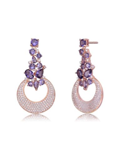 Genevive серьги-подвески Crescent Moon CZ Sterling Silver