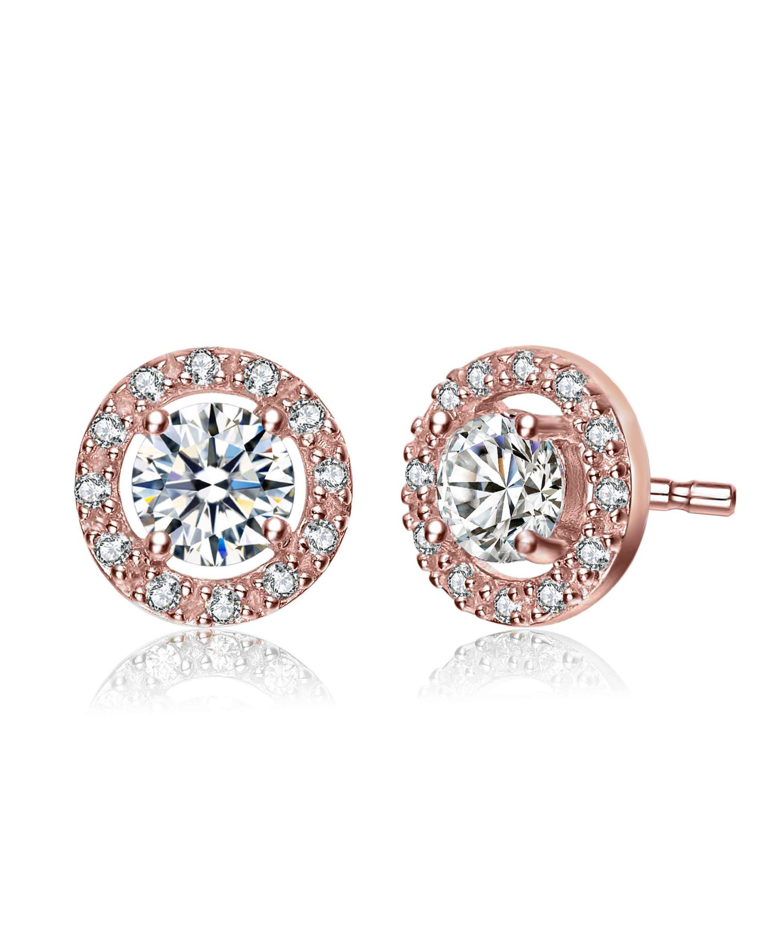 Rachel Glauber Cubic Zirconia Elegant Halo Stud Earrings