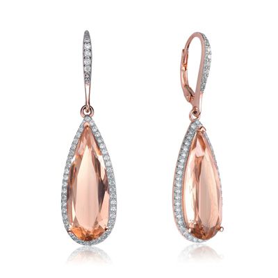 Rachel Glauber Elegant Cubic Zirconia Pavé Halo and Teardrop Earrings