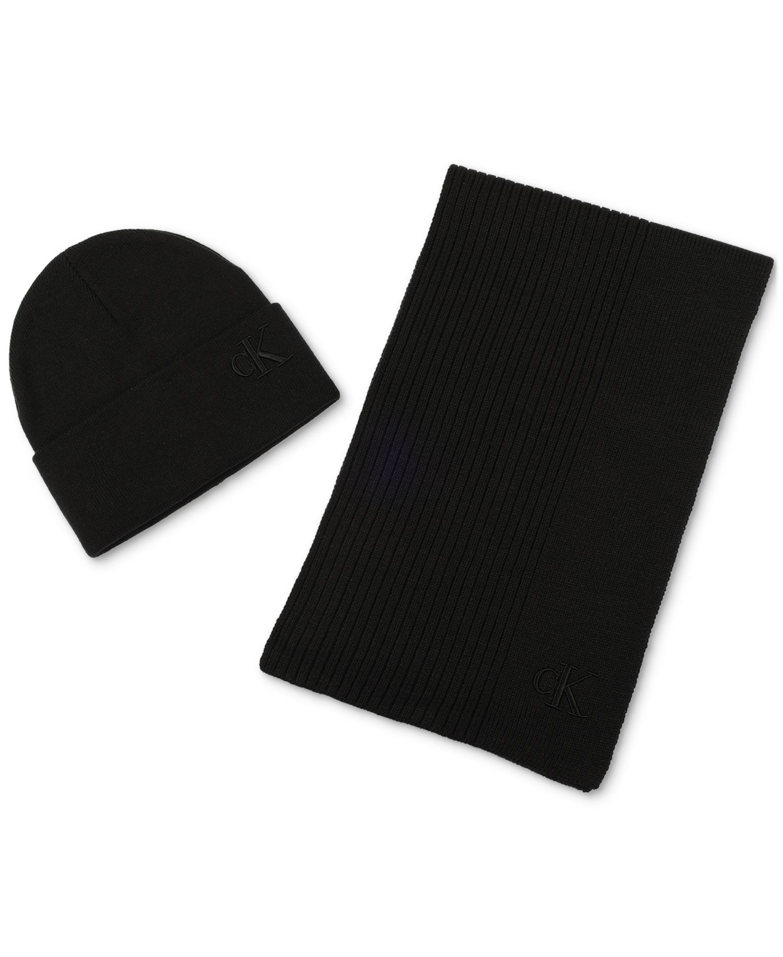 Calvin Klein Men's Embroidered Beanie & Scarf Set
