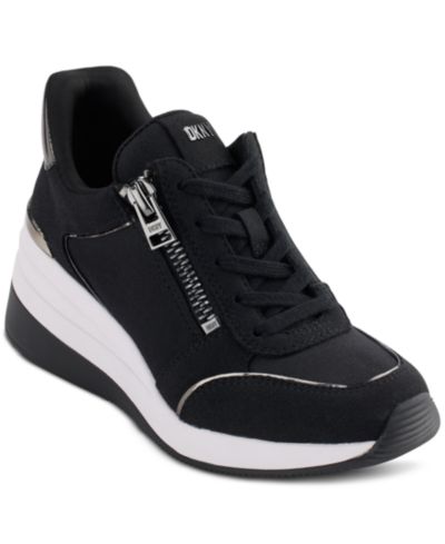 DKNY Women's Kaden Lace-Up Zip Wedge Sneakers