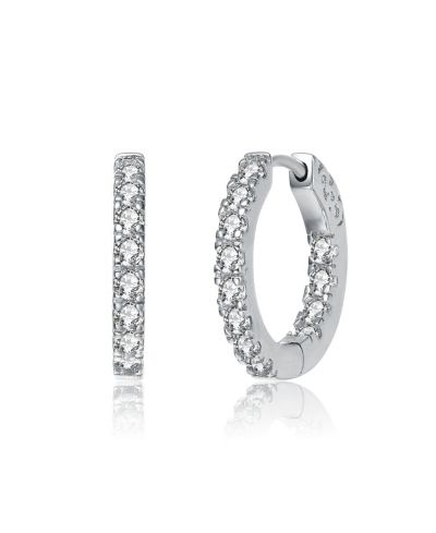 White Gold Plated Round Cubic Zirconia Hoop Earrings