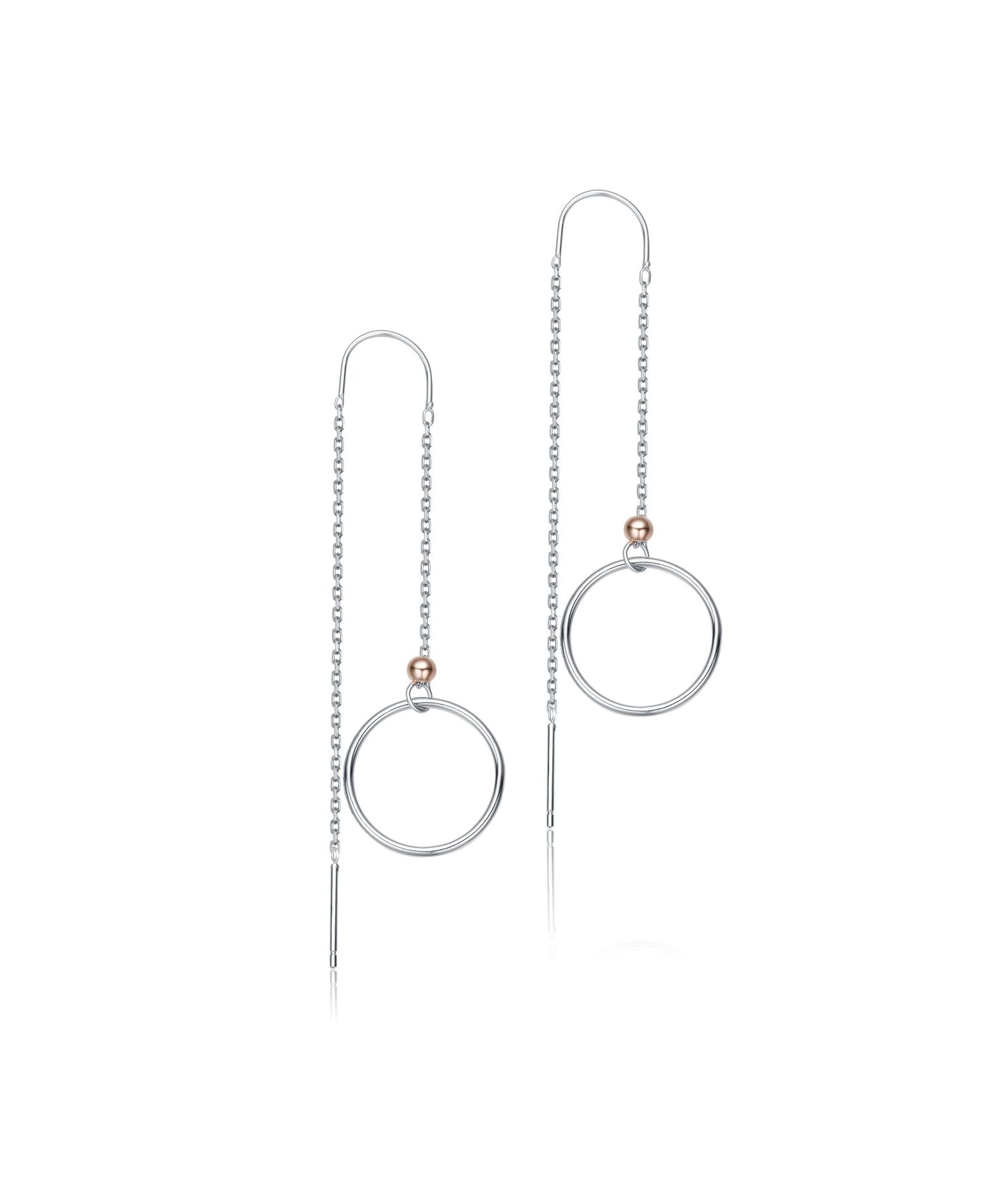 Genevive Classic Sterling Silver Two-Tone Dangling Earrings
