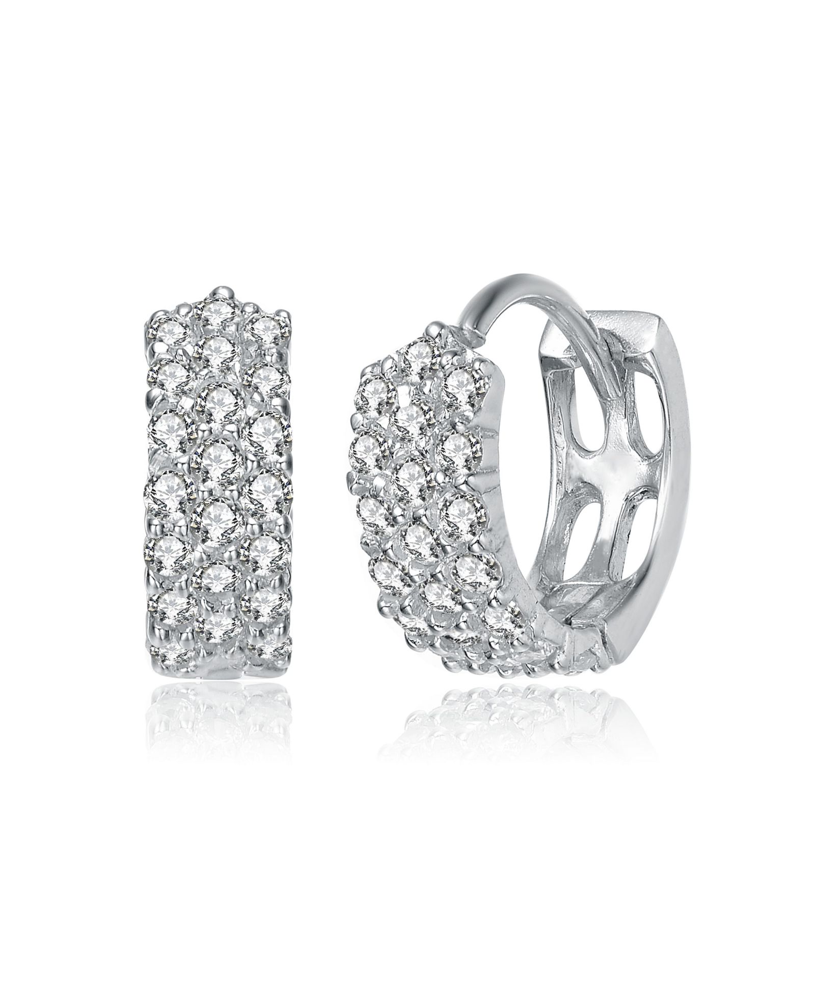 Серьги Rachel Glauber Radiant White Gold Plated Extra Small CZ Hoop