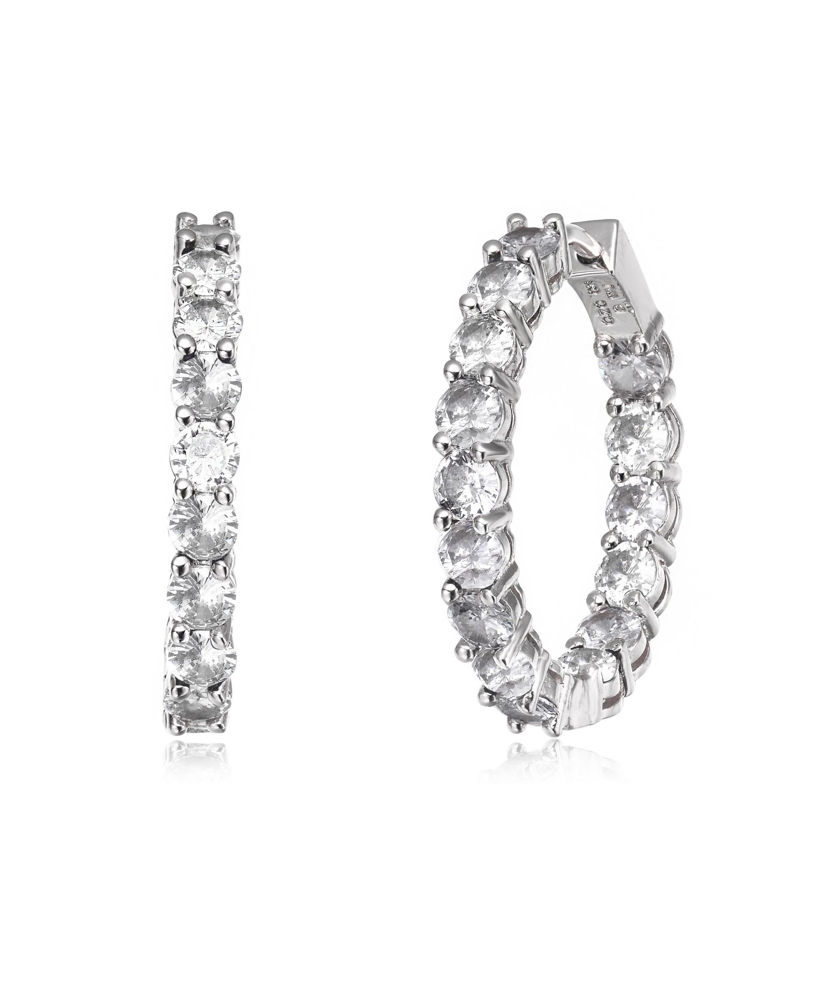 Colored Cubic Zirconia Inside Out Hoop Earrings