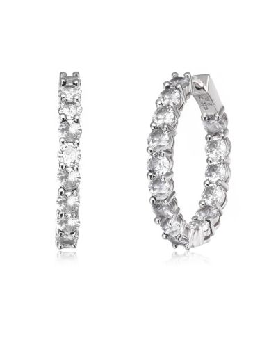 Colored Cubic Zirconia Inside Out Hoop Earrings