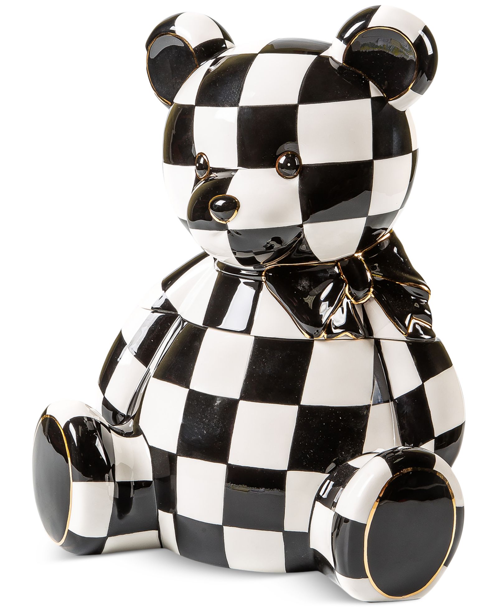 Mackenzie-Childs Courtly Check Bear Ceramic Cookie Jar