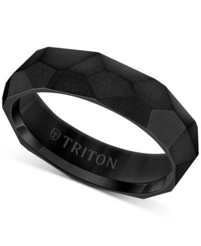 Triton Мужской Wedding Band in Titanium, Faceted Brush Finish