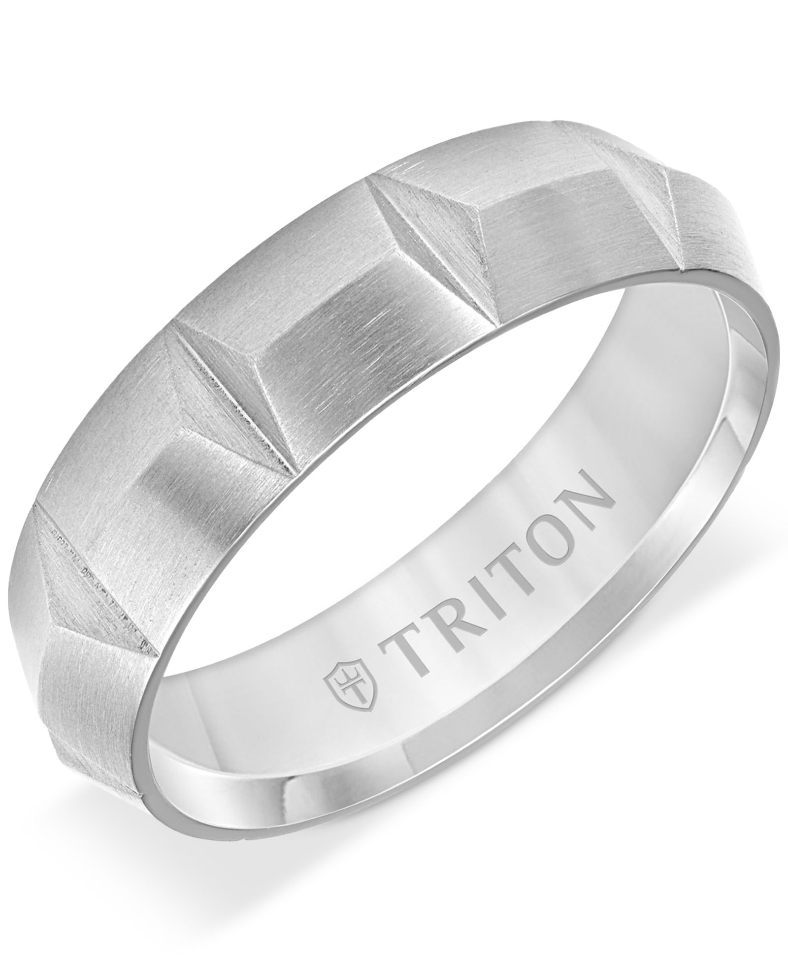 Мужское обручальное кольцо Triton Carved Comfort Fit в сером титане