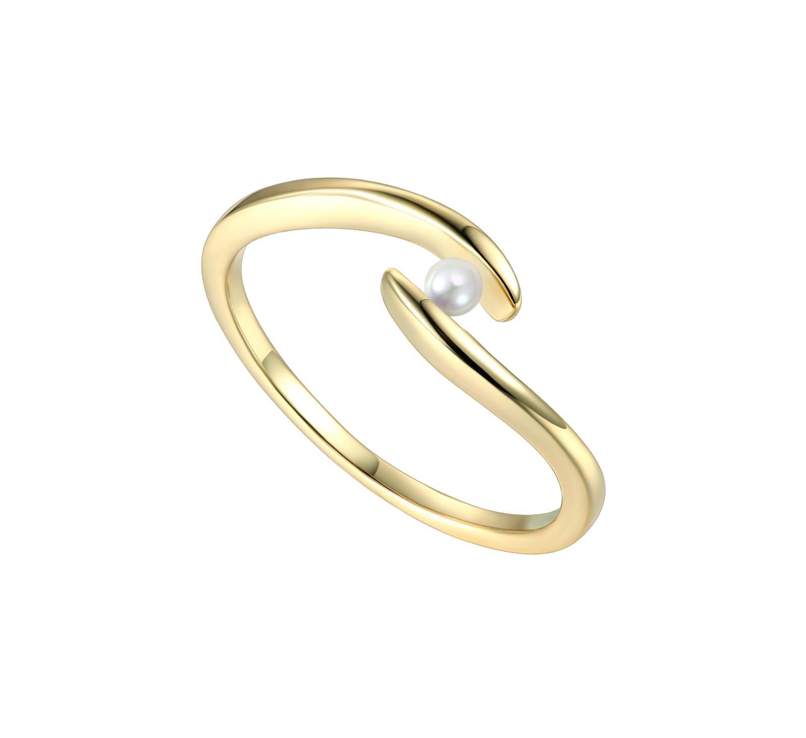 Genevive кольцо с жемчугом, минималистичный дизайн, позолота 14K