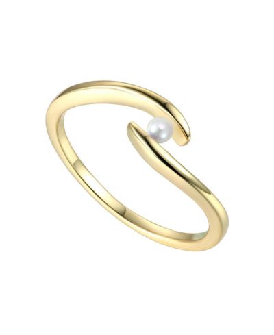 Genevive кольцо с жемчугом, минималистичный дизайн, позолота 14K