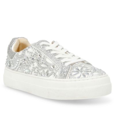 Betsey Johnson Women's Reily Rhinestone Lace-Up Sneakers