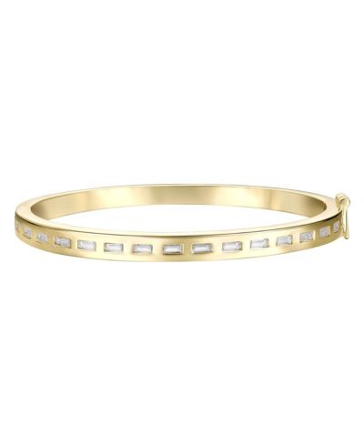 Rachel Glauber 14K Gold Plated Brilliant CZ Baguette Bangle Bracelet
