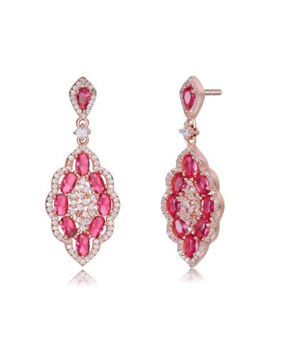 Genevive Серьги-подвески с акцентом Cubic Zirconia, 18K Rose Gold Plated