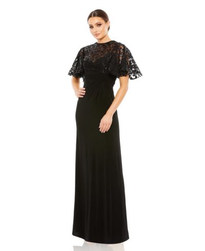 Mac Duggal Женское вечернее платье с рукавами-бабочками