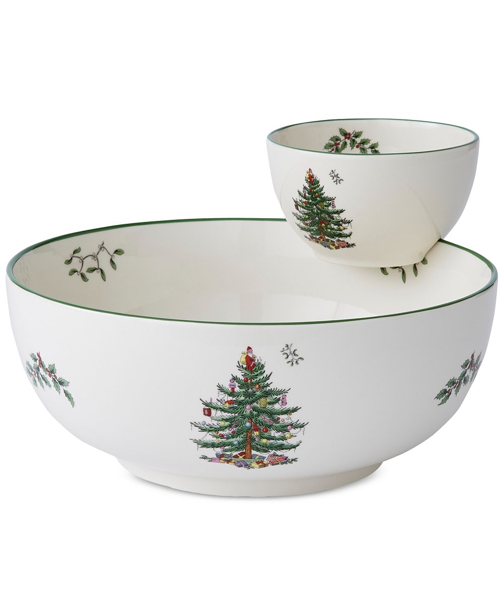 Spode Christmas Tree Tiered Chip & Dip