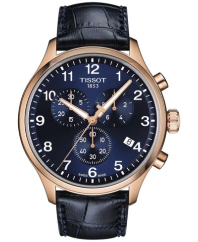 Tissot Мужские швейцарские часы Chronograph XL Classic Blue Leather Strap 45mm