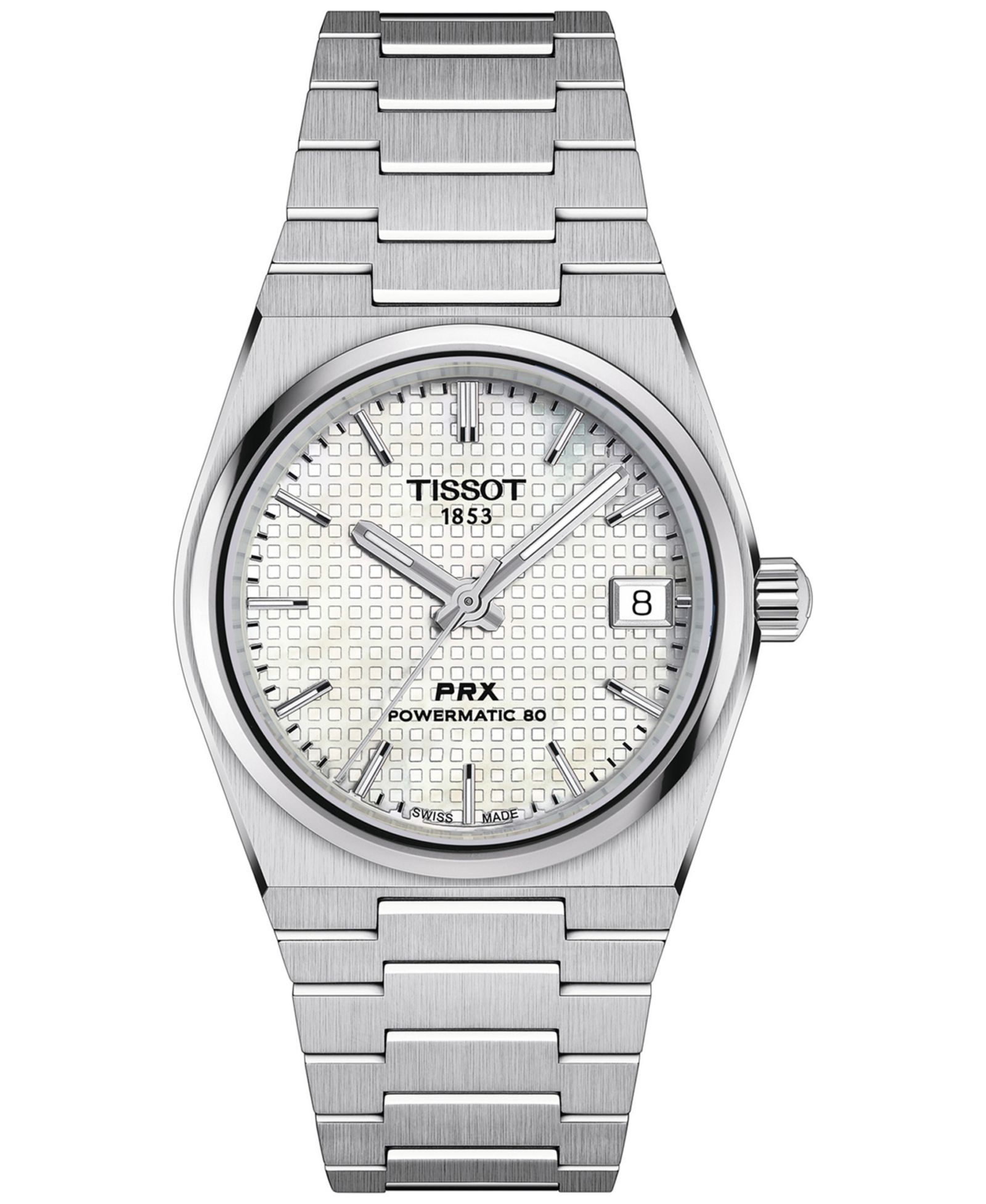 Мужские и женские часы Tissot Unisex Swiss Automatic PRX Powermatic 80 со стальным браслетом 35mm