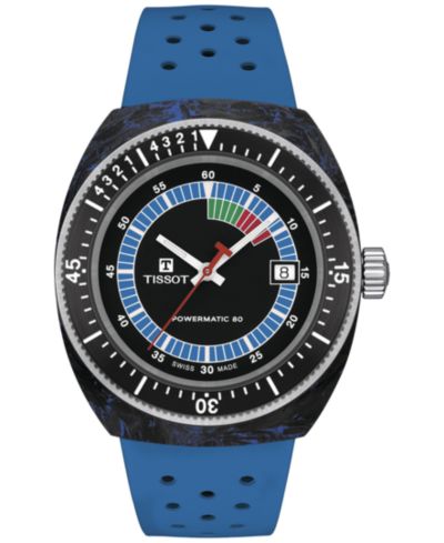 Tissot Мужские часы Sideral S Blue, автоматические, на ремешке из перфорированной резины, 41mm