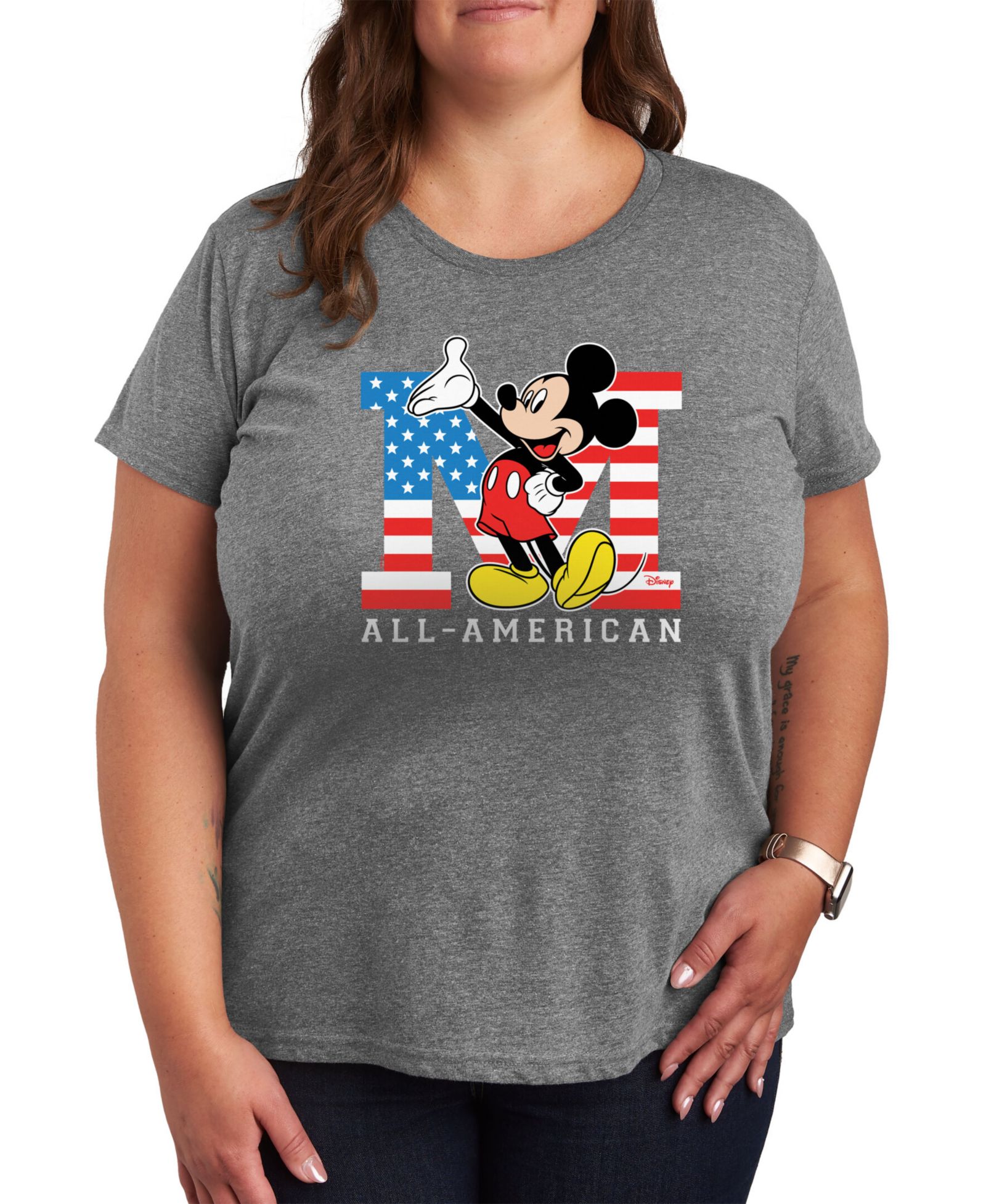 Футболка Hybrid Apparel Trendy Plus Size Mickey Mouse All-American Graphic