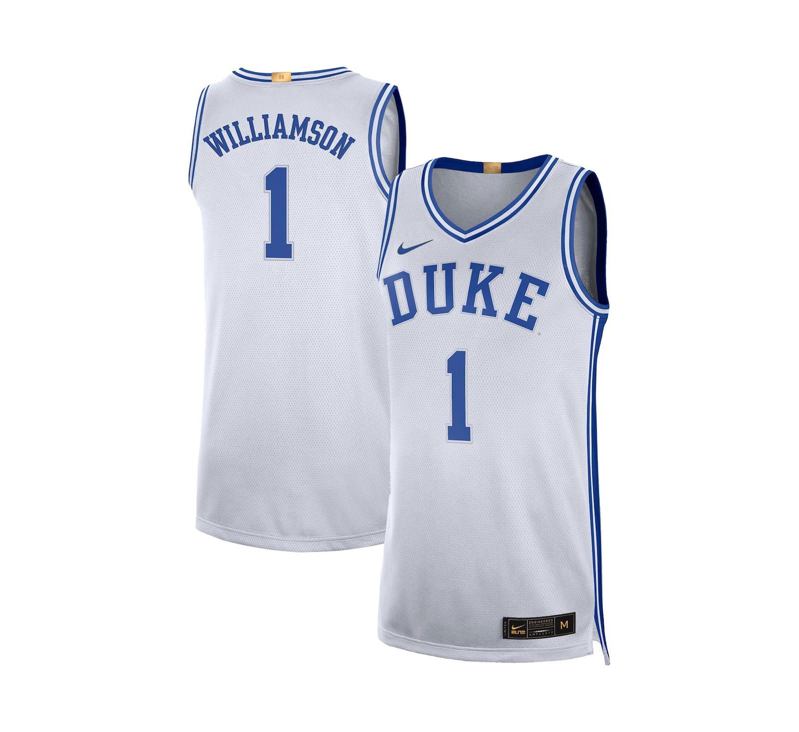 Nike Мужская баскетбольная джерси Zion Williamson White Duke Blue Devils Limited