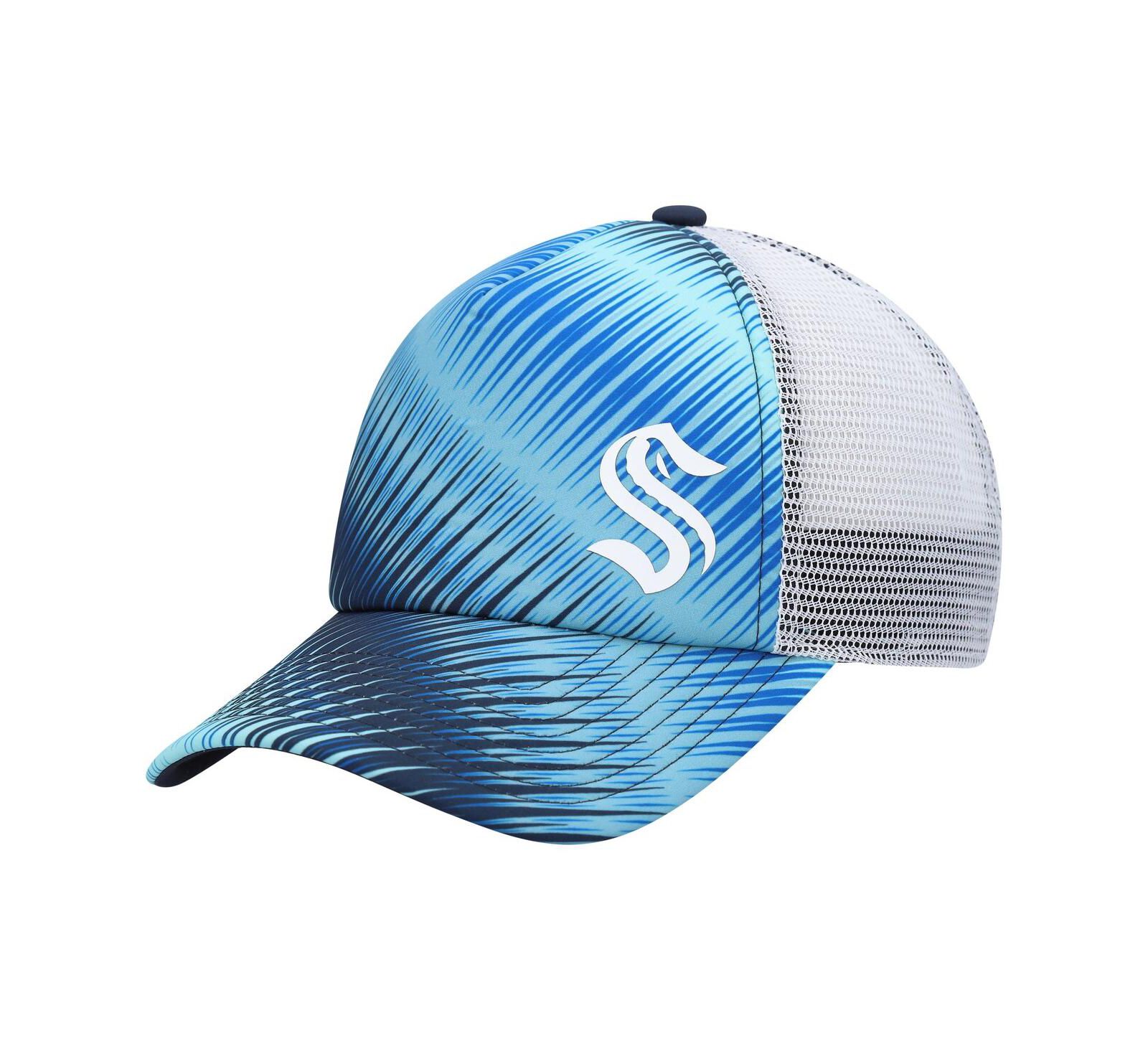 Женская кепка adidas Light Blue, White Seattle Kraken Graphic Foam Trucker Snapback
