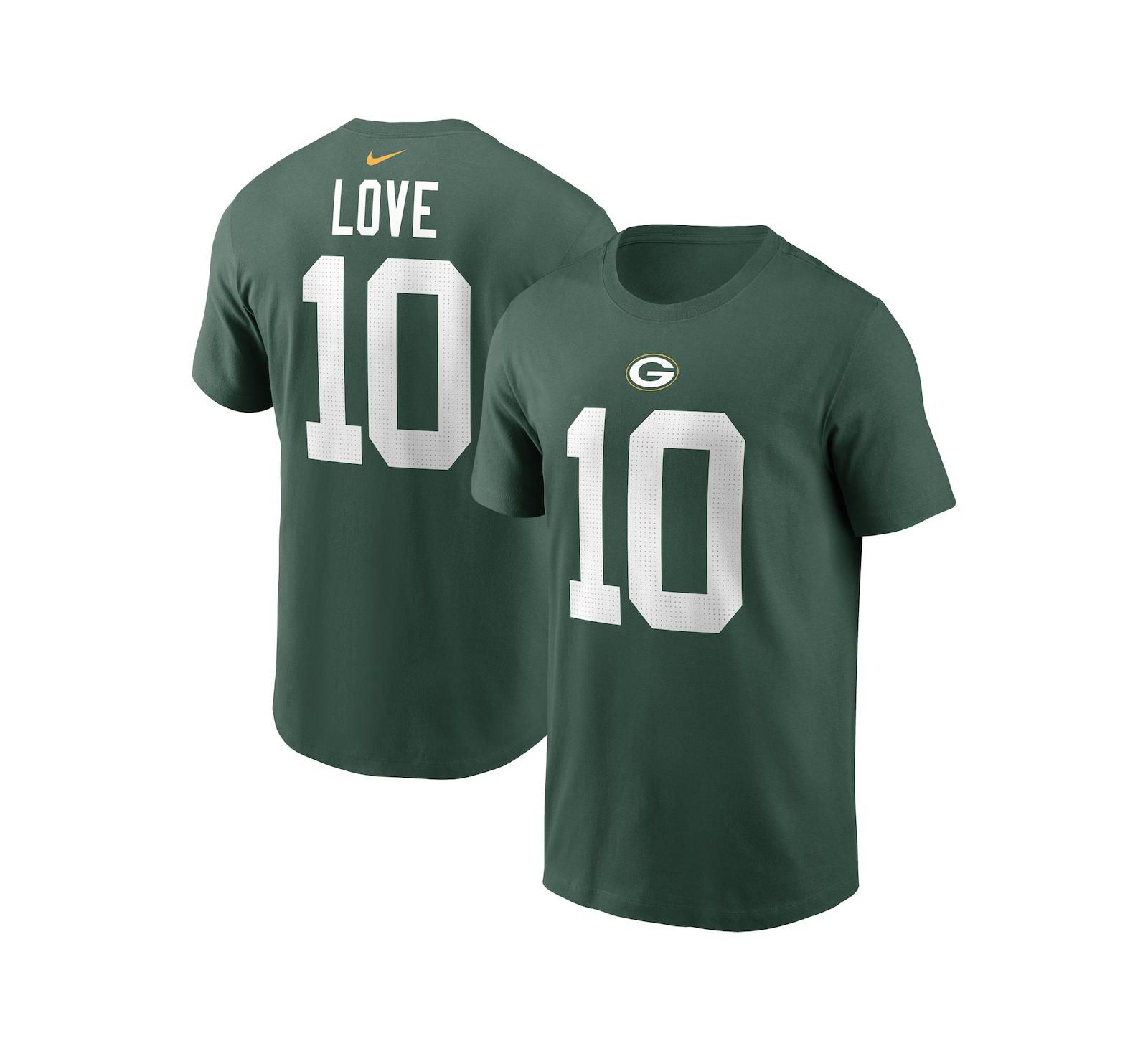 Men's Nike Jordan Love Green Green Bay Packers Player Name and Number T-shirt