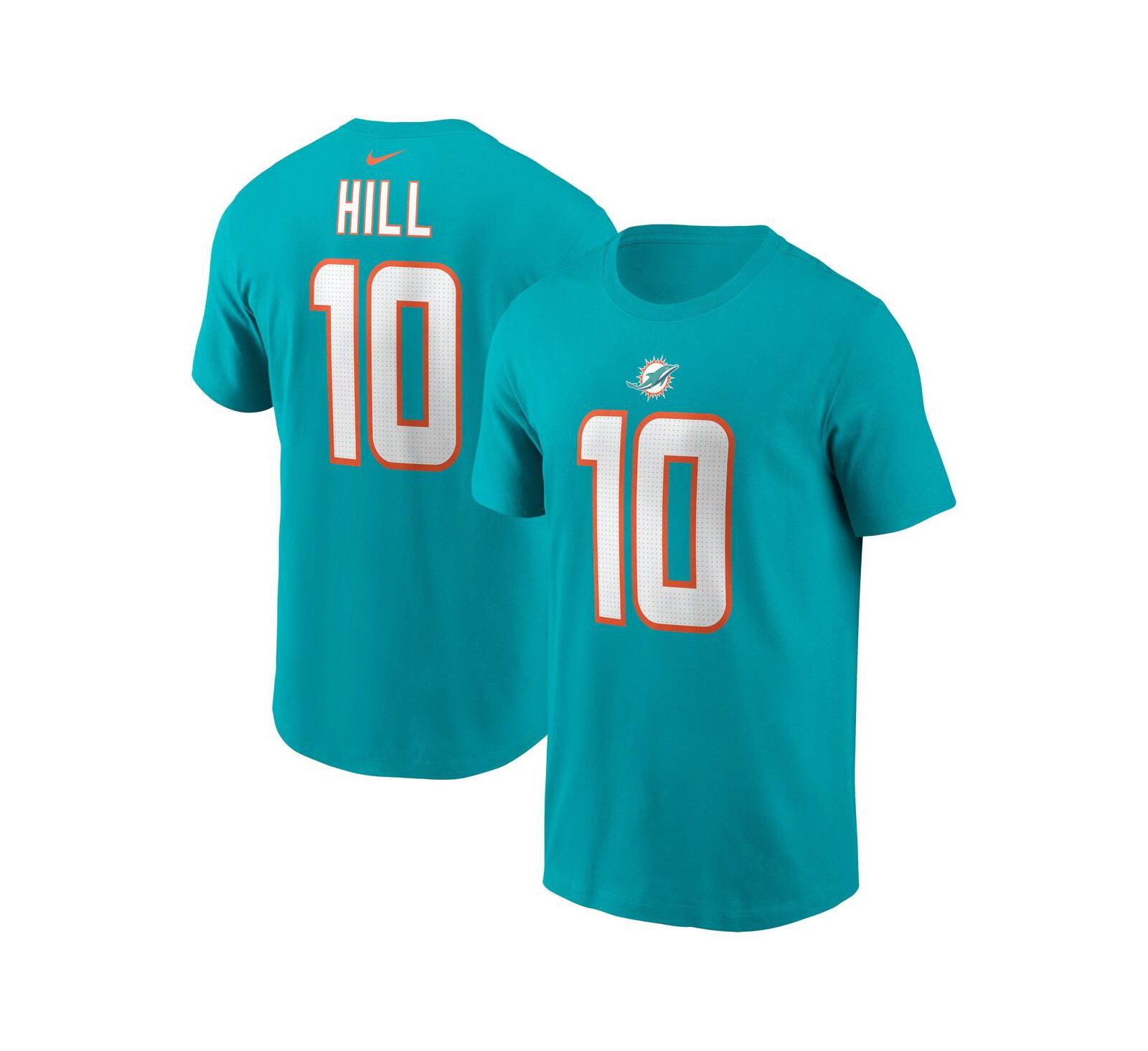 Мужская футболка Nike Tyreek Hill Aqua Miami Dolphins Player Name and Number
