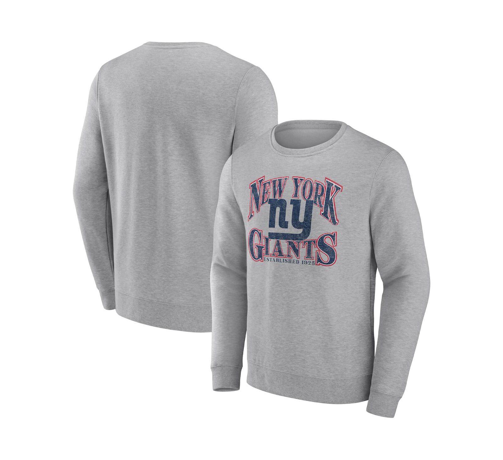 Men's Fanatics Heathered Charcoal New York Giants Playability Pullover Sweatshirt