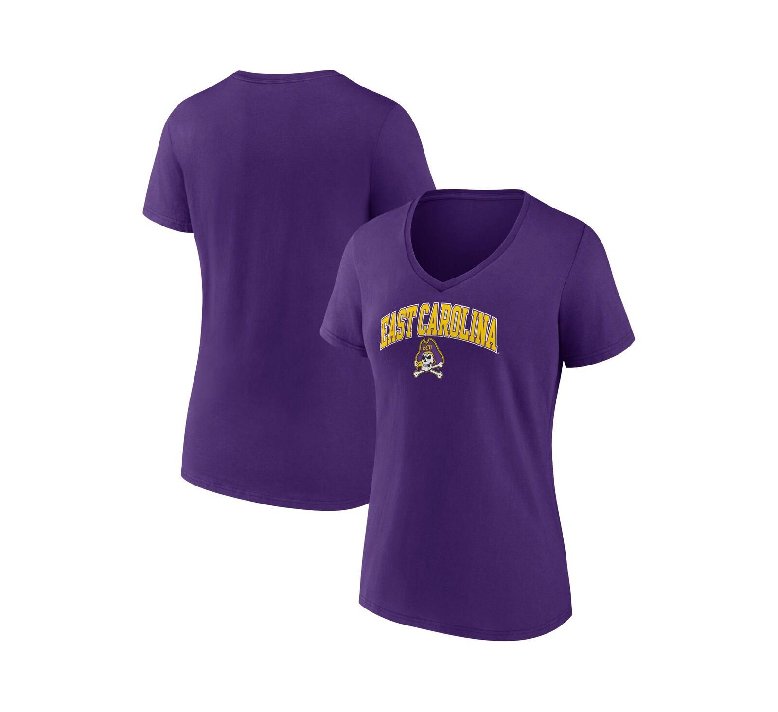 Women's Fanatics Purple ECU Pirates Evergreen Campus V-Neck T-shirt