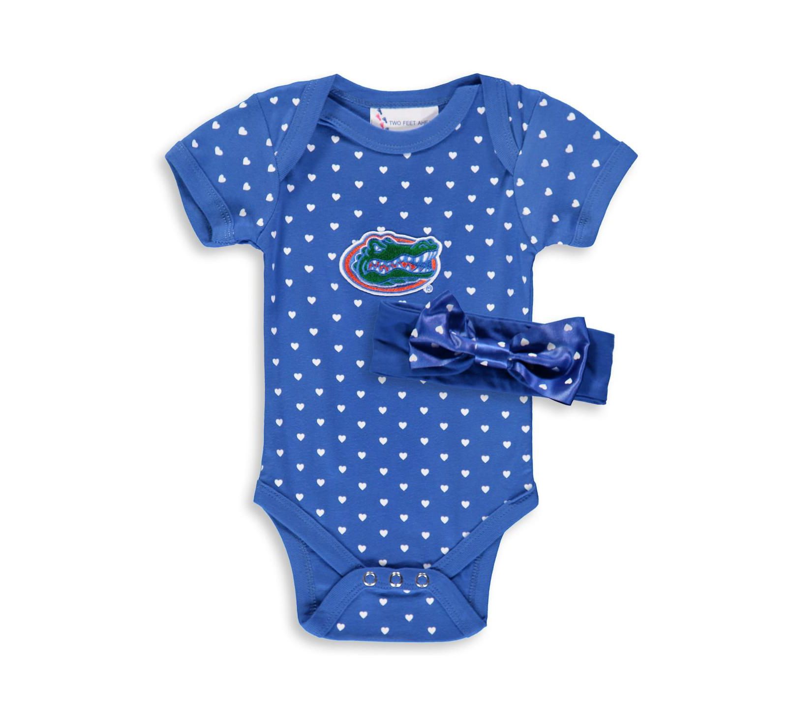 Girls Newborn and Infant Royal Florida Gators Hearts Bodysuit and Headband Set