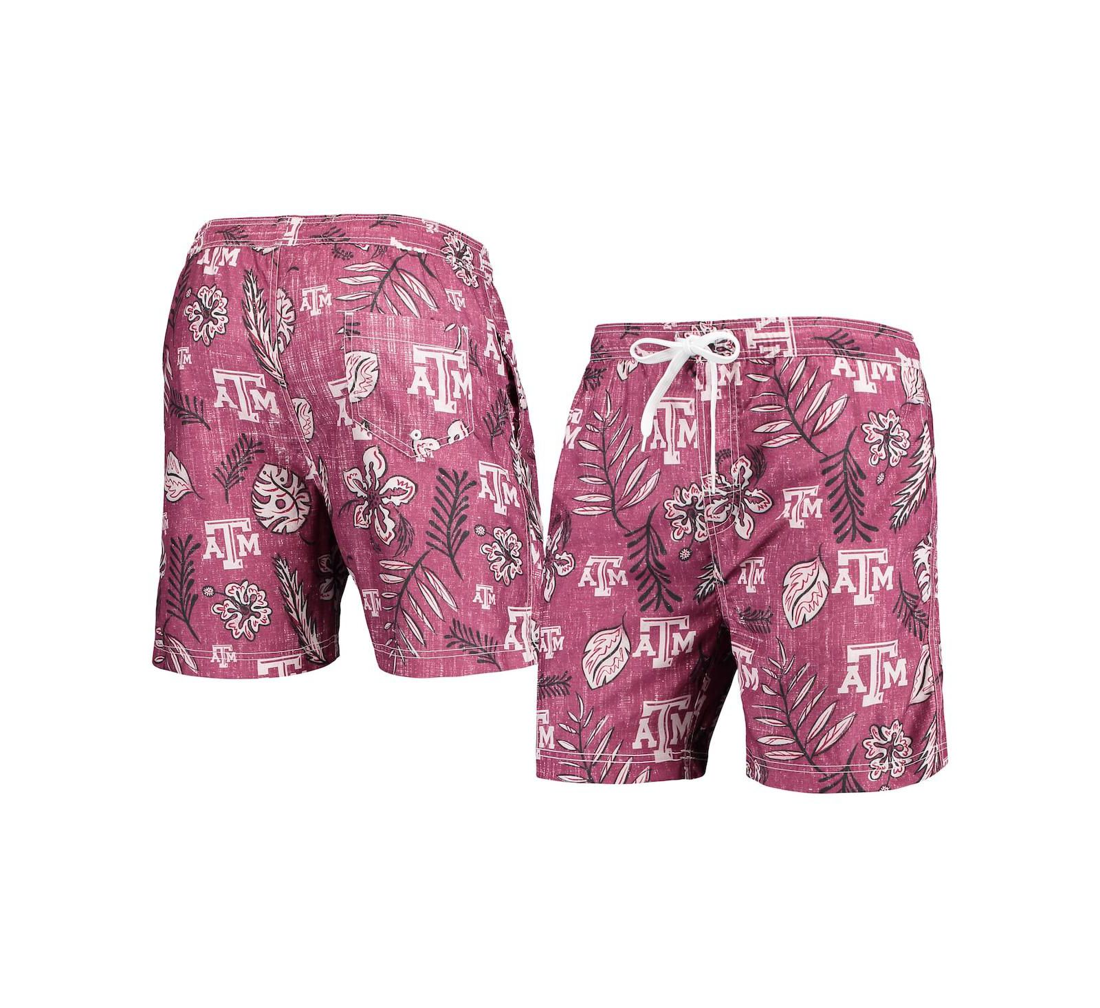 Men's Wes & Willy Maroon Texas A&M Aggies Vintage-Inspired Floral Swim Trunks