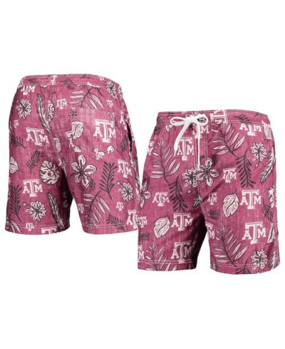 Men's Wes & Willy Maroon Texas A&M Aggies Vintage-Inspired Floral Swim Trunks