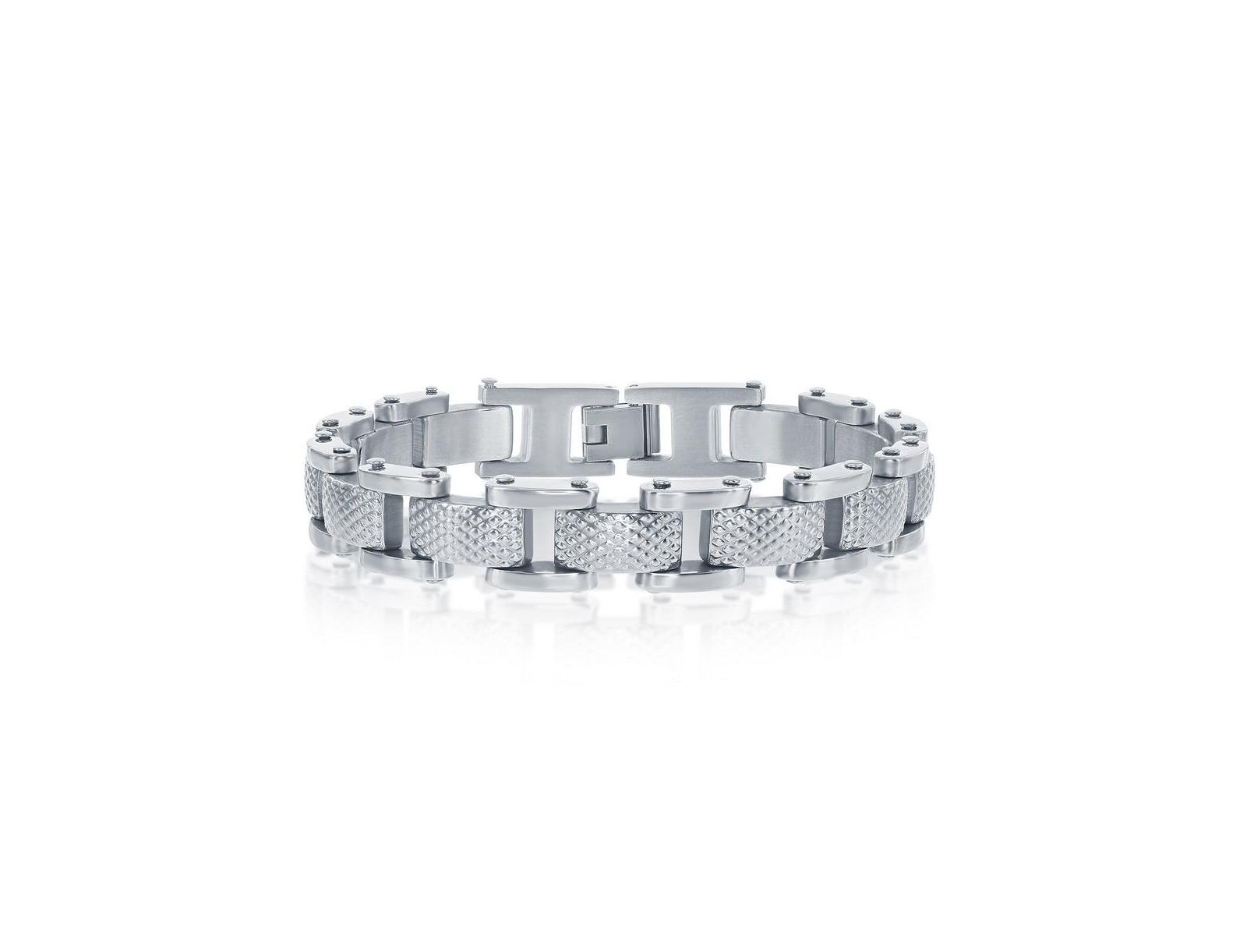 Men's Stainless Steel Linked Grid Design Bracelet