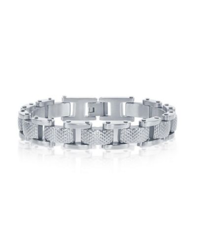Men's Stainless Steel Linked Grid Design Bracelet