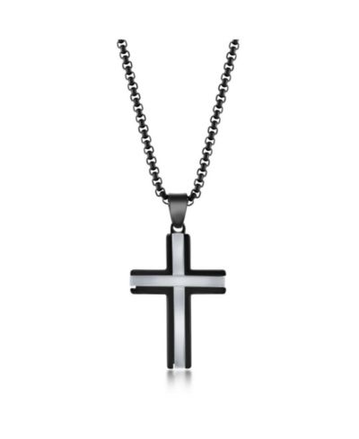 Мужской кулон-крест Metallo Stainless Steel Black & Silver Polished