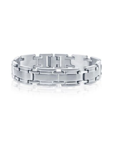 Men's Stainless Steel Matte and Polished Linked Bracelet