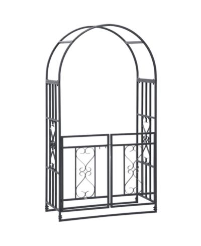 Садовая арка Outsunny 81" Metal с двойными дверями, Locking Gate, с мотивами сердца, Grey