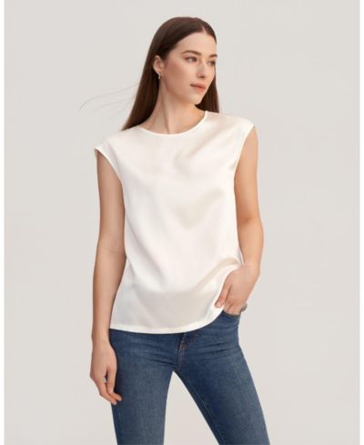 LILYSILK Women's Basic Cap Sleeves Silk Regular Fit Tee