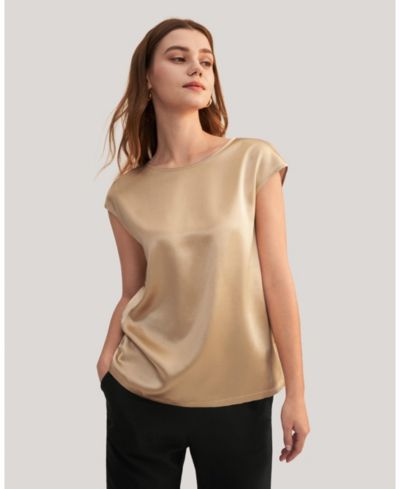 LILYSILK Женская шелковая футболка Basic Cap Sleeves