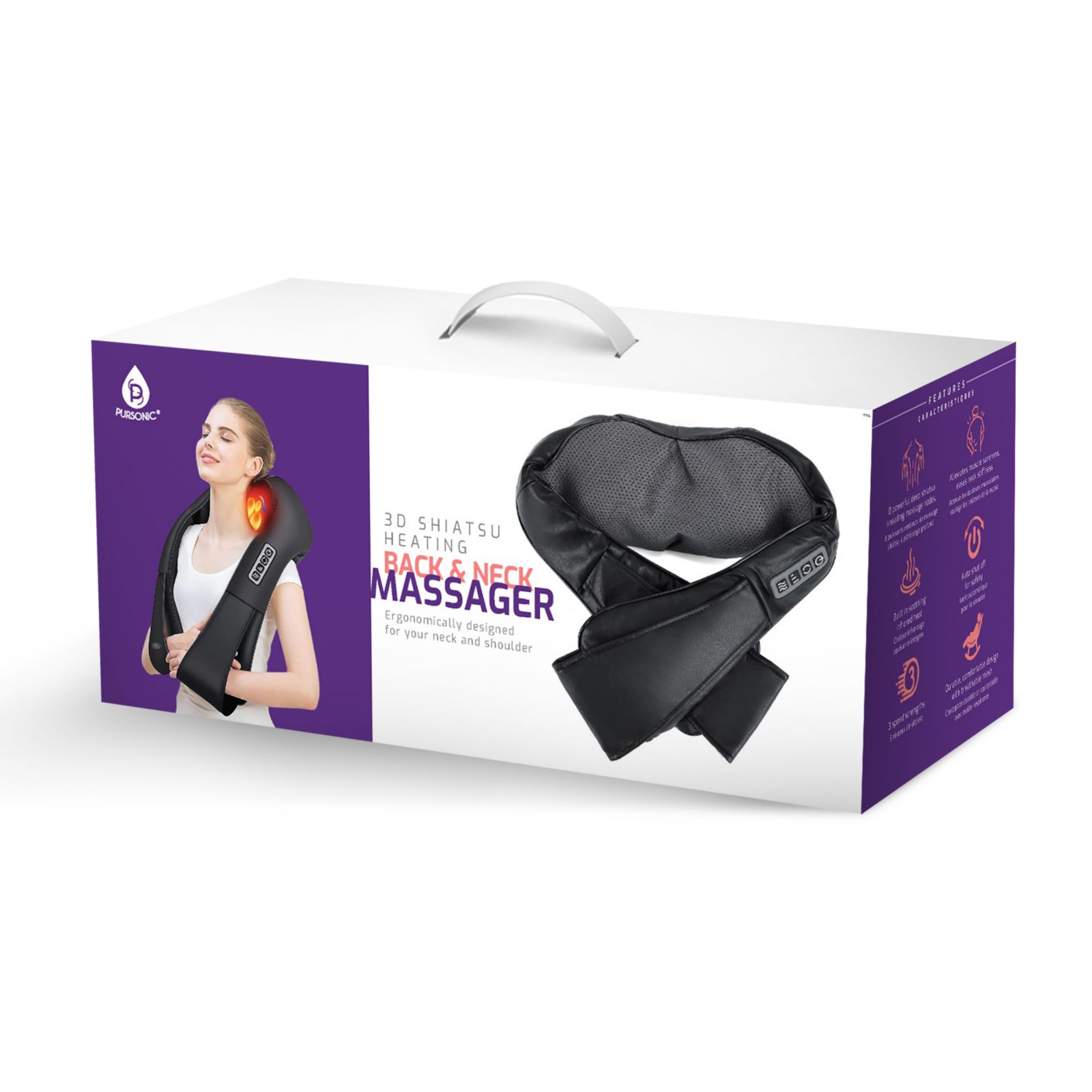 Массажер для спины и шеи Pursonic 3D Shiatsu с подогревом