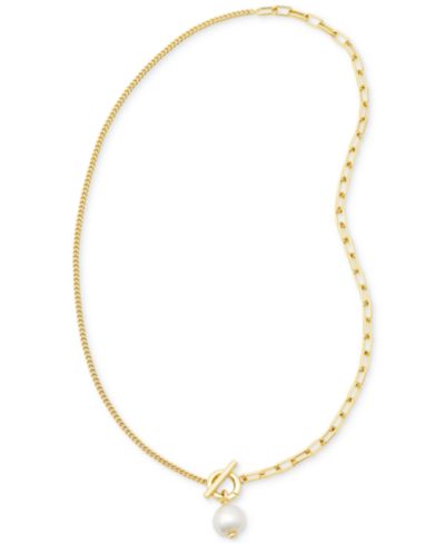 Kendra Scott ожерелье-подвеска с культивированным речным жемчугом (10 x 8mm) Split Chain Toggle 17"
