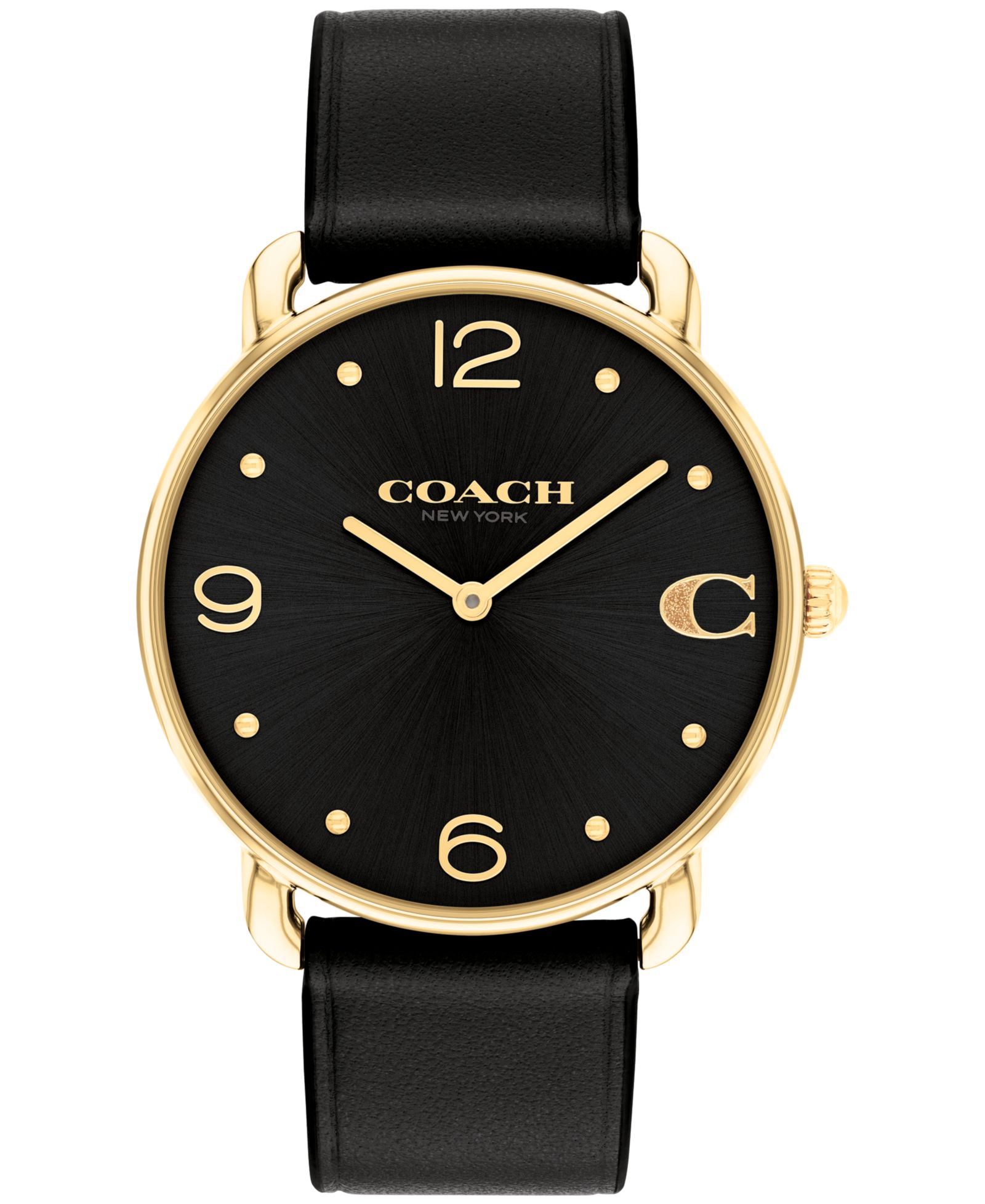 COACH Унисекс часы Elliot Black Leather Strap, 36mm