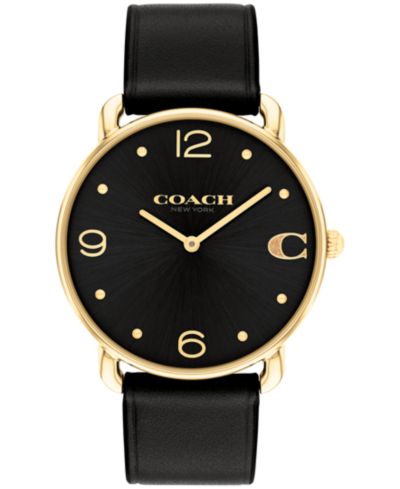 COACH Unisex Elliot Black Leather Strap Watch, 36mm