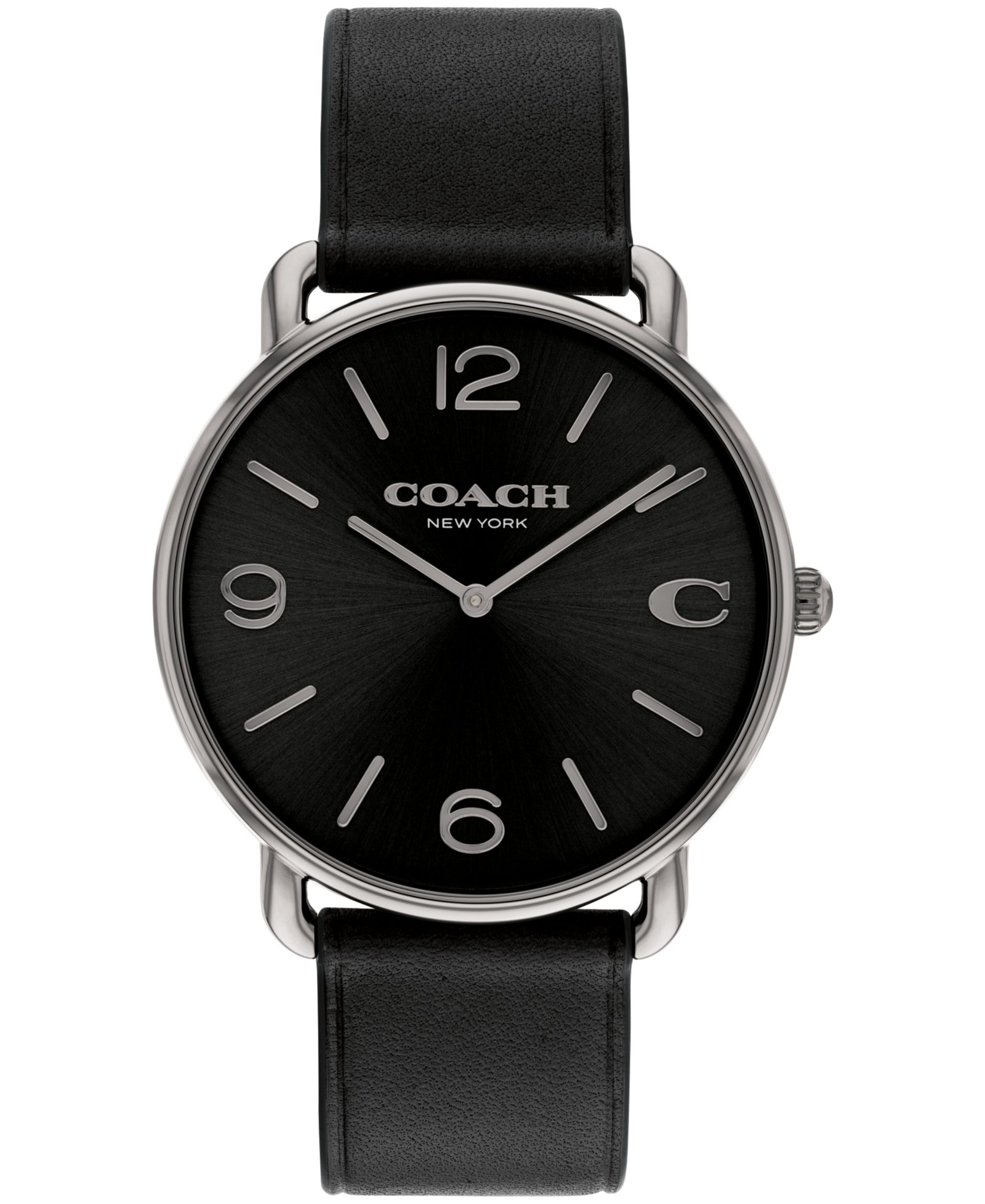 Часы COACH Unisex Elliot Black Leather Strap 40mm