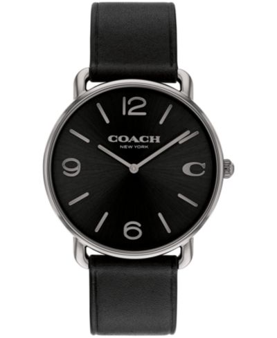 COACH Unisex Elliot Black Leather Strap Watch, 40mm