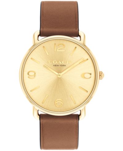 COACH Unisex Elliot Saddle Leather Strap Watch, 40mm