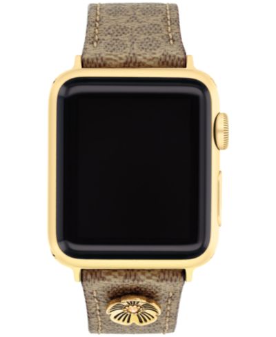 COACH Women's Tan Signature C Canvas Strap for 38mm, 40 mm, 41mm Apple Watch